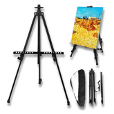 Portable Aluminium Sketch Easel — Adjustable Foldable Travel Easel with Bag Black-Iron-Easel